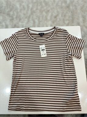 Splendid Brown & White Striped Short Sleeve Tee